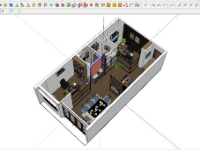 Su nội thất nhà trệt,Sketchup thiết kế nội thất tầng trệt,nội thất nhà,sketchup nội thất,Sketchup nội thất nhà phố